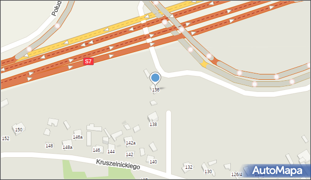 Kielce, Kruszelnickiego-Wilka Zbigniewa, ppor., 136, mapa Kielc