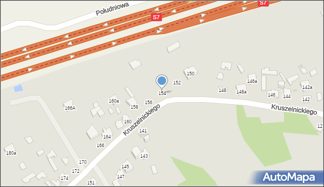 Kielce, Kruszelnickiego-Wilka Zbigniewa, ppor., 154, mapa Kielc