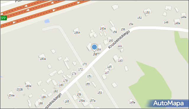 Kielce, Kruszelnickiego-Wilka Zbigniewa, ppor., 166, mapa Kielc
