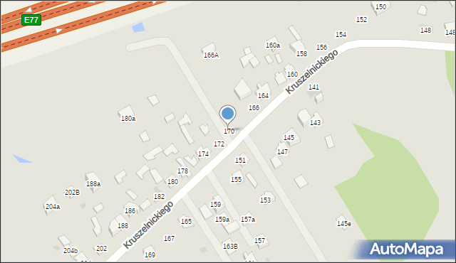 Kielce, Kruszelnickiego-Wilka Zbigniewa, ppor., 170, mapa Kielc