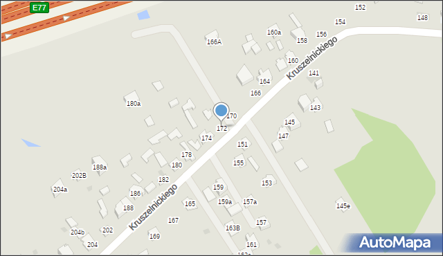 Kielce, Kruszelnickiego-Wilka Zbigniewa, ppor., 172, mapa Kielc