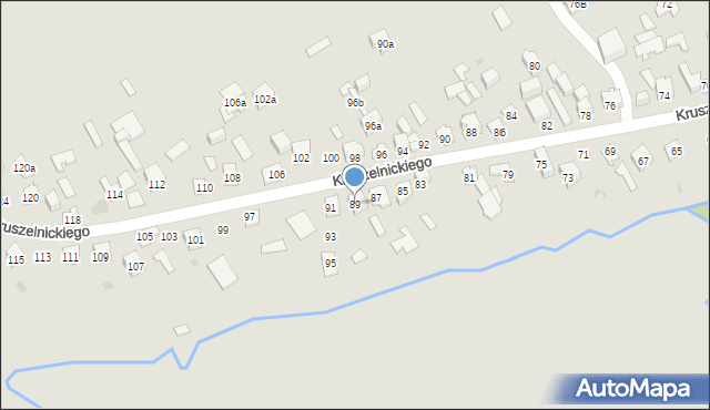 Kielce, Kruszelnickiego-Wilka Zbigniewa, ppor., 89, mapa Kielc