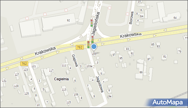 Kielce, Krakowska, 103, mapa Kielc