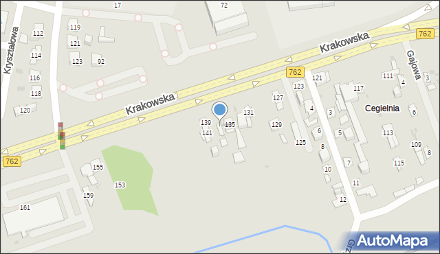 Kielce, Krakowska, 137, mapa Kielc