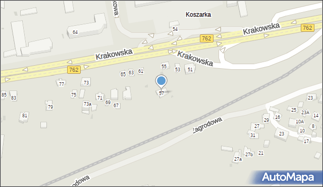 Kielce, Krakowska, 57, mapa Kielc