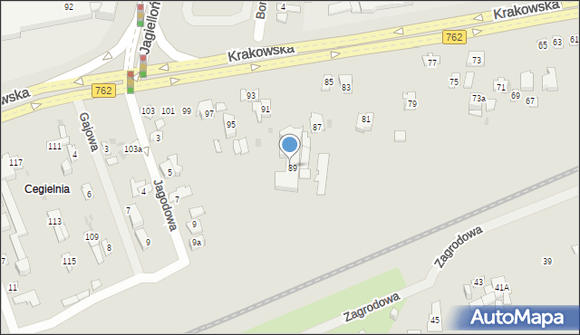 Kielce, Krakowska, 89A, mapa Kielc