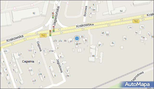 Kielce, Krakowska, 95, mapa Kielc