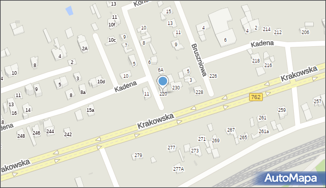 Kielce, Krakowska, 220, mapa Kielc
