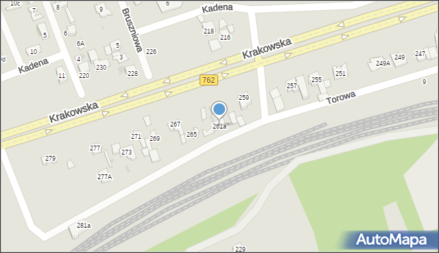 Kielce, Krakowska, 261a, mapa Kielc