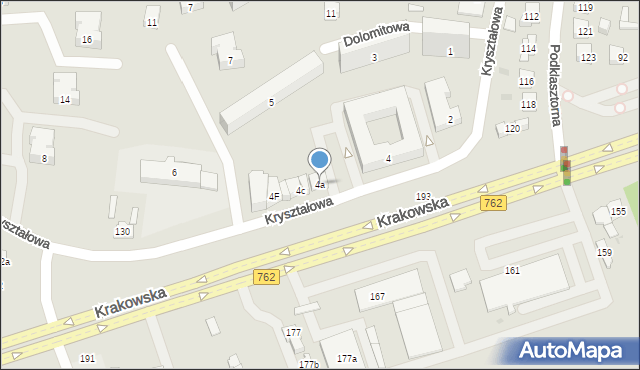 Kielce, Kryształowa, 4a, mapa Kielc