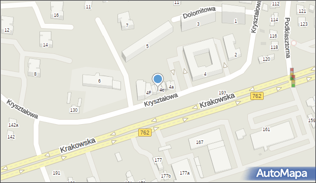 Kielce, Kryształowa, 4d, mapa Kielc