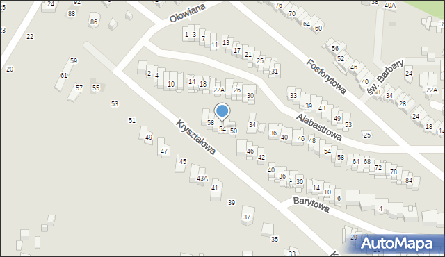 Kielce, Kryształowa, 54, mapa Kielc