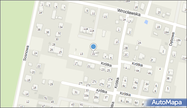 Kiełczów, Krótka, 11, mapa Kiełczów