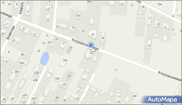 Klaudyn, Krzyżanowskiego Aleksandra, płk., 21C, mapa Klaudyn