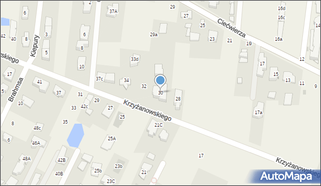 Klaudyn, Krzyżanowskiego Aleksandra, płk., 30, mapa Klaudyn