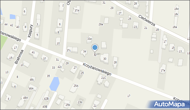 Klaudyn, Krzyżanowskiego Aleksandra, płk., 32, mapa Klaudyn