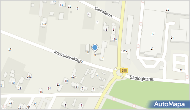 Klaudyn, Krzyżanowskiego Aleksandra, płk., 6, mapa Klaudyn