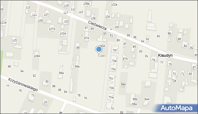 Klaudyn, Krzyżanowskiego Aleksandra, płk., 72d, mapa Klaudyn