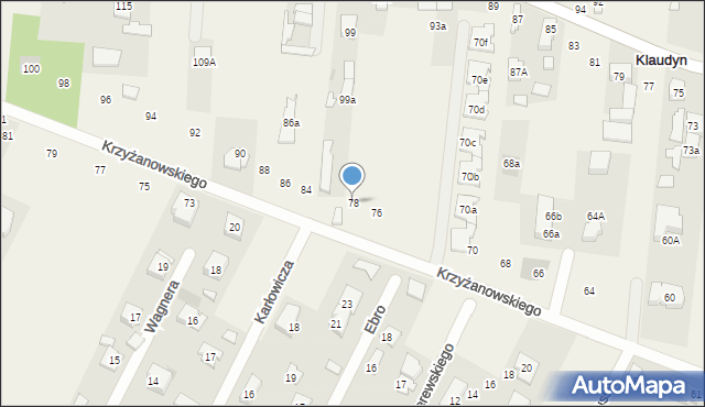 Klaudyn, Krzyżanowskiego Aleksandra, płk., 78, mapa Klaudyn