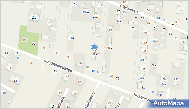Klaudyn, Krzyżanowskiego Aleksandra, płk., 86a, mapa Klaudyn