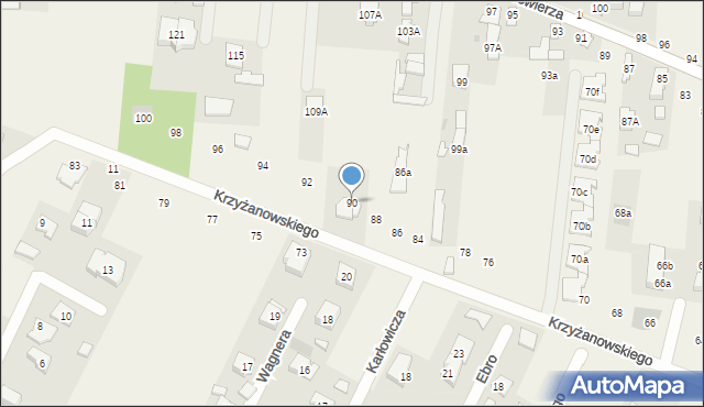 Klaudyn, Krzyżanowskiego Aleksandra, płk., 90, mapa Klaudyn