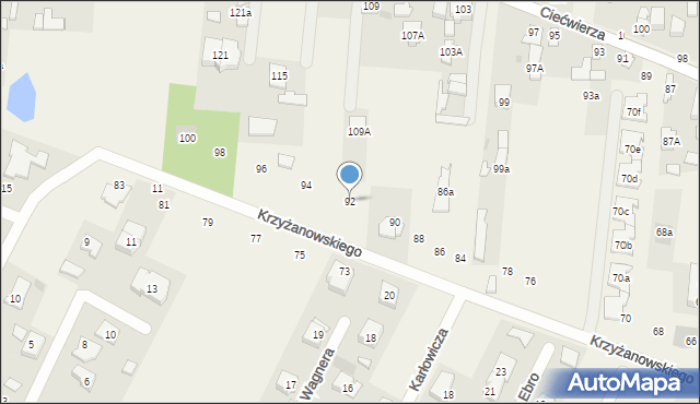 Klaudyn, Krzyżanowskiego Aleksandra, płk., 92, mapa Klaudyn