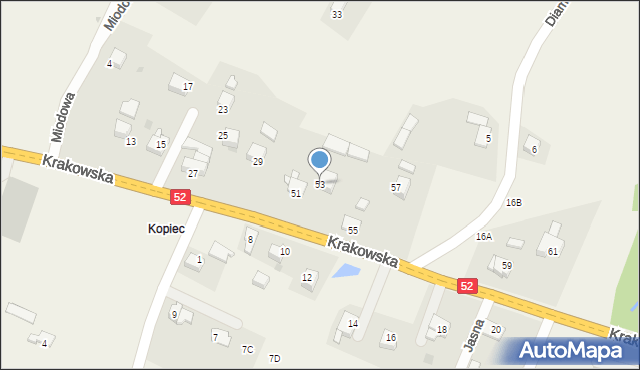 Klecza Dolna, Krakowska, 53, mapa Klecza Dolna