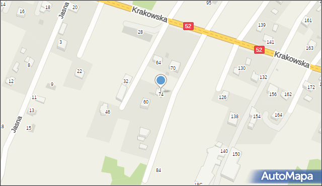 Klecza Dolna, Krakowska, 74, mapa Klecza Dolna