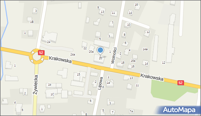 Kobiernice, Krakowska, 20, mapa Kobiernice