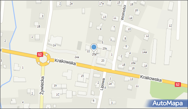 Kobiernice, Krakowska, 20a, mapa Kobiernice