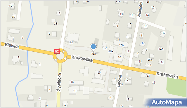 Kobiernice, Krakowska, 24a, mapa Kobiernice