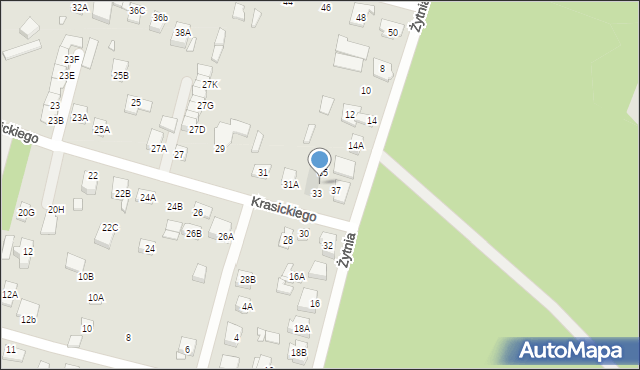 Kobyłka, Krasickiego Ignacego, bp., 33a, mapa Kobyłka