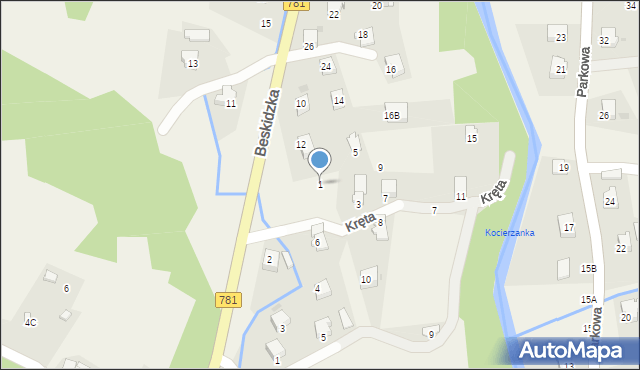 Kocierz Moszczanicki, Kręta, 1, mapa Kocierz Moszczanicki