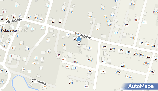 Kołaczyce, Króla Władysława Jagiełły, 30, mapa Kołaczyce