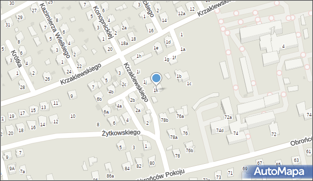 Kolbuszowa, Krzaklewskiego Stanisława, 1k, mapa Kolbuszowa