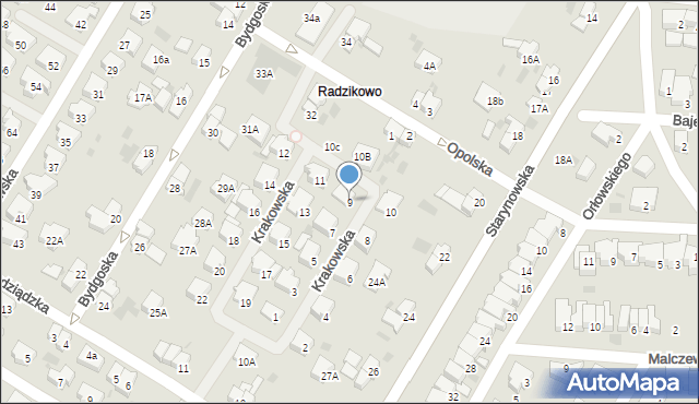 Kołobrzeg, Krakowska, 9, mapa Kołobrzegu