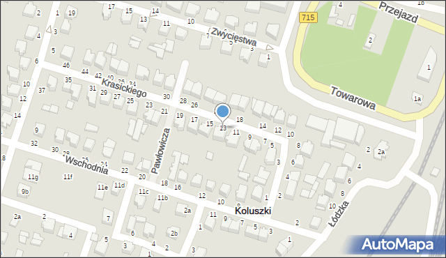 Koluszki, Krasickiego Ignacego, bp., 13, mapa Koluszki