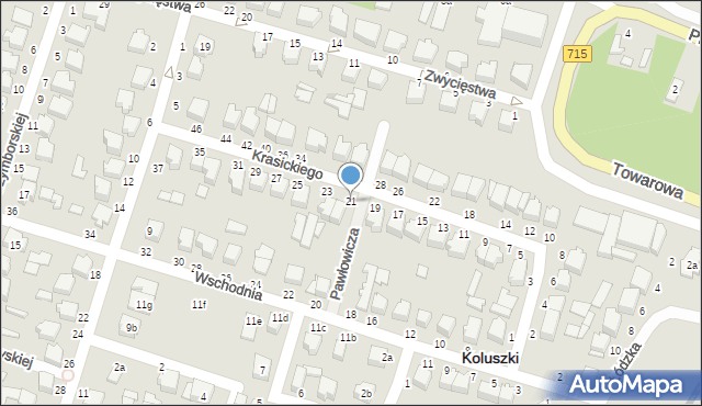 Koluszki, Krasickiego Ignacego, bp., 21, mapa Koluszki