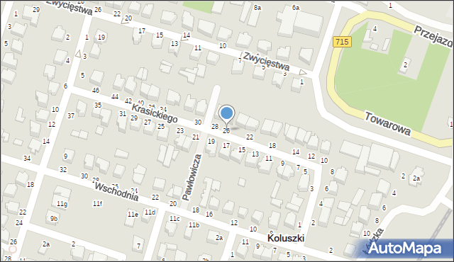 Koluszki, Krasickiego Ignacego, bp., 26, mapa Koluszki