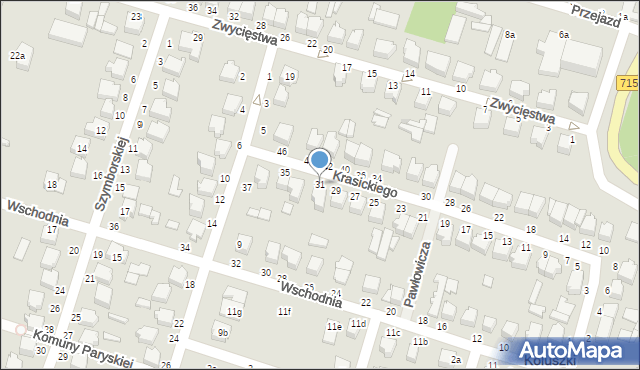 Koluszki, Krasickiego Ignacego, bp., 31, mapa Koluszki