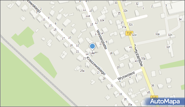 Koluszki, Kraszewskiego, 14a, mapa Koluszki