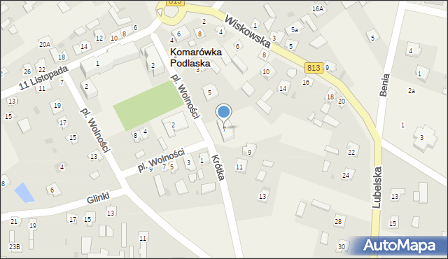 Komarówka Podlaska, Krótka, 7, mapa Komarówka Podlaska