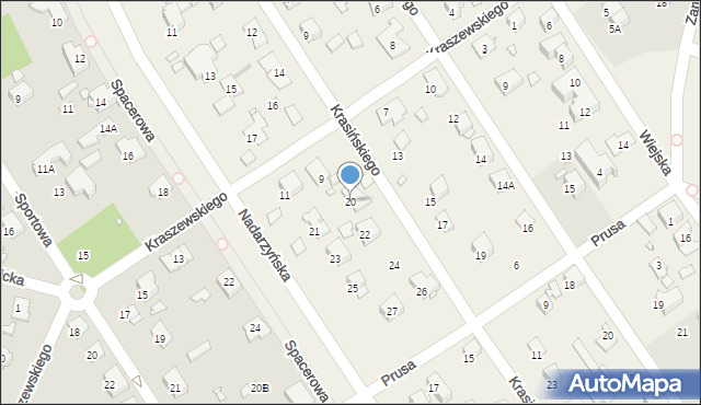 Komorów, Krasińskiego Zygmunta, 20, mapa Komorów