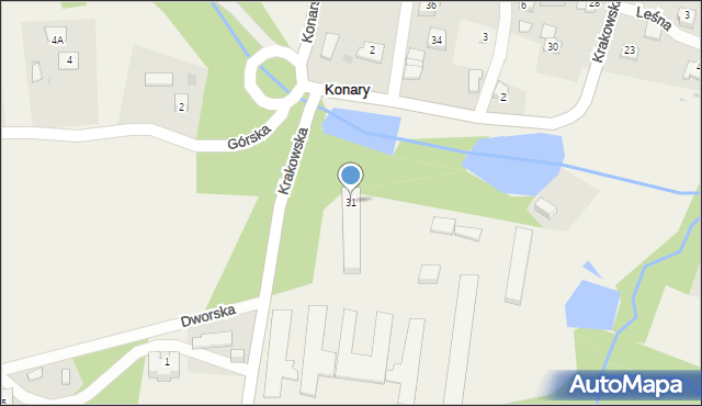Konary, Krakowska, 31, mapa Konary