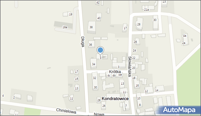 Kondratowice, Krótka, 1, mapa Kondratowice