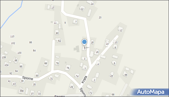 Korczyna, Kręta, 5, mapa Korczyna