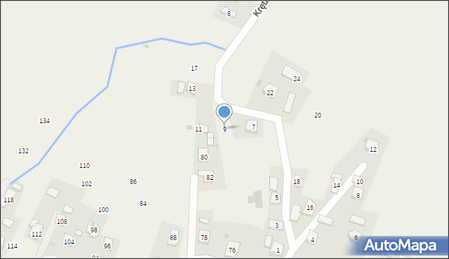 Korczyna, Kręta, 9, mapa Korczyna