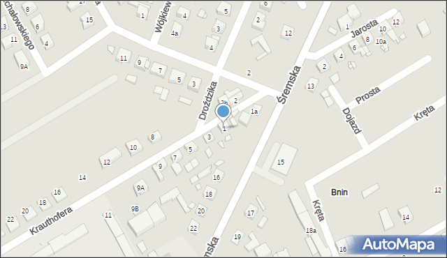 Kórnik, Krauthofera Jakuba, 1, mapa Kórnik