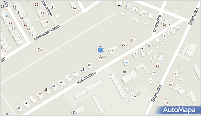 Kórnik, Krauthofera Jakuba, 14, mapa Kórnik