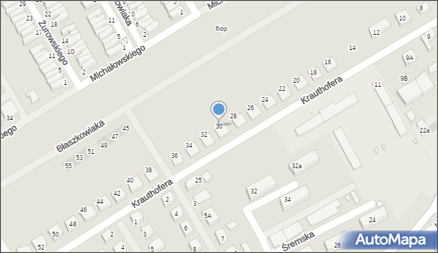 Kórnik, Krauthofera Jakuba, 30, mapa Kórnik